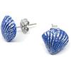 Generic Orecchini a lobo con conchiglia blu e argento 12x10 mm