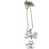 Handmade Collana lunga con gatto grigio su disco bianco e fiocco
