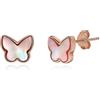 Meissa Orecchini Acciaio Chirurgico Donna Argento 925 carini Orecchini Farfalla in Oro rosa Orecchini Bambina con Madreperla Regalo Anniversario Compleanno per Lei Ragazza, Oro rosa