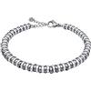ParticolarModa Bracciale Donna regolabile anellini acciaio alluminio morbido 5 mm (Regolabile da 22 a 25 cm (x polso 19-21), Argentato/Fumè)