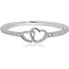 Meissa Argento 925 Anelli a doppio cuore per donne Anello con nodo d'amore Anello impilabile sottile in argento puro Anelli di amicizia per ragazze, Argento, 9.62
