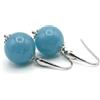 Generic Orecchini in Argento 925 Italiano e Giada Blu, Pendenti Pietre Dure Naturali, Bijoux Made in Italy, Regalo per Lei