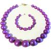 Generic Gioielli da donna: Parure collana e bracciale, perline in ceramica, colore Fucsia, lineaSofty