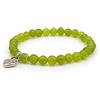 Generico Bracciale Donna in Peridoto (olivina) Naturale, Ciondolo Cuore, Elastico 19 cm, Fatto a Mano, Pietre Dure Naturali