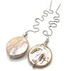 Handmade Orecchini con Perle Barocche Rosa, Pendenti Lunghi a Filo, Argento 925 Italiano, Gioielli Minimalisti, Bijoux Matrimonio, Made in Italy