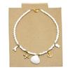 Silvia Creations And Co Collana Girocollo Estiva Corallini Bianchi con Conchiglia Fatta a Mano e Charms a Tema Mare in Acciaio Color Oro e Bianchi