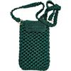 Generico Borsa a Tracolla Verde Lavorata all'Uncinetto con Cordino, Portacellulare Fatto a Mano, Stile Bohemian, 12x20 cm