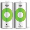 GP RECYKO C - Batteria NiMH 3000 mAh, 1,2 V, 2 pezzi