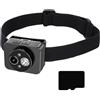 Mllepjdh Telecamera di azione con luce a LED, registratore video 1080p torcia da testa per appassionati di outdoor telecamera montata sulla testa