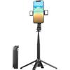 Xinhuju Treppiede per selfie stick per telefono, telecomando wireless, luce di riempimento ricaricabile, girevole a 360°, treppiede regolabile per vlogging, live streaming, registrazione, supporto cellulare
