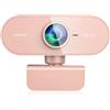 QMKKX Webcam con microfono, webcam HD 1080p per PC, Mac, laptop, webcam USB Plug and Play per YouTube, videochiamate Skype, webcam per studio, conferenze, giochi con clip girevole