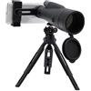 WDRENTOOL Cannocchiale telescopico 12-36 x 60 Spotting Scope Birdwatching Cannocchiale Telescope con treppiede e adattatore per telefono, per birdwatching, sport alpinismo, campeggio (verde scuro)