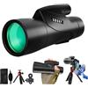 Gosky Piper - Telescopio monoculare, 12 x 55 HD, per adulti, con prisma BAK4 e obiettivo FMC, leggero monoculare con adattatore per smartphone, adatto per bird watching e caccia (nero)