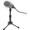 VBESTLIFE Microfono Dinamico con Supporto Staccabile, Controllo Volume, Indicatore LED, 3 modalità di Prelievo, Scheda, Interfaccia da 3,5 Mm per Giochi Online, Streaming
