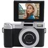 Jectse Camera Digitale 4K, Fotocamera Vlog AutoFocus 64MP con Schermo di Lancio da 2,8 Pollici da 180 Gradi, Camara di Viaggio per Fotografia, 16 Filtri, 8 modalità di Scena, Luce di (BLACK)