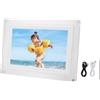 EIMSOAH Cornice Digitale da 10,1 Pollici, Schermo IPS HD 1280x800 con Luci LED Che Cambiano Colore Integrate e Batteria da 3000 MAh, Presentazione con Rotazione Automatica per la