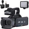 DIGNIFE Videocamera, Auto Focus 64MP 4K Fotocamera digitale for la fotografia Videocamera professionale Live Stream Webcam Vlogging Videoregistratore(No SD Card,With MIC Light)