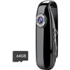Generic 1080P Mini Fotocamera con Clip Visione Notturna Infrarossi Videocamera Miniatura 64G Portatile Piccola Videocamera Digitale per Campeggio Escursionismo Corsa