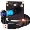 IEights Modulo fotocamera USB grandangolare da 13 MP con microfono per computer 100 gradi senza distorsione Scheda webcam Mini UVC USB2.0 Fotocamera per PC Video industriale Audio USB con fotocamera per