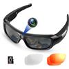 FlyGift 4K 2160P FHD Sports & Action Videocamera, occhiali da sole con protezione UV400 lenti polarizzate + lenti gialle trasparenti/abbaglianti per sport all'aria aperta (scheda TF da 64 GB inclusa)