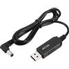 YOKIVE DC 5V a DC 12V USB Step Up Tensione Convertitore, Cavo Alimentazione con DC Gomito Jack 5,5 Mm x 2,5 Mm, Ottimo per Router, Auto Guida Registratore (Nero, 6W 1A)