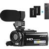 Andoer Videocamera 4K 1080P FHD Digital Camcorder 16X con IR Night Version Vlogging Camera 3.0 IPS LCD con 2 batterie, microfono