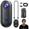 LLELEMAMO Go Snap Camera-4k Thumb Action Camera, Wearable Mini Body Camera with 360° Rotation Spring Clip, Hands-Free POV Recording for Bike Cycling, Pet, Vlogging, Underwater (Black-1080)