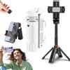 NNBWLMAEE Pocketflex Mini treppiede, treppiede mini JJ02, razunoth treppiede con telecomando staccabile, interruttore a pulsante one-touch, rotazione a 360°, supporta fino a 2 kg (bianco, senza luce di