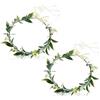 dinghaole 2 corone di fiori verdi, corona di fiori artificiali, corona di foglie, stile bohémien, per Halloween, cosplay, feste, regolabile, per festival floreali, bohémien, matrimoni, adatte per