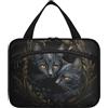 Linnyio Gatti Neri Art Borsa da Trucco Cosmetica Viaggio Sospesa Borsa da Trucco Pieghevole di Grande Capacità per Il Bagno Delle Donne Delle