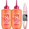 L'Oreal Paris 2x L'Oréal Paris Elvive Dream Long Wonder Water Balsamo Capelli Liquido Lamellare da 200ml + Mascara Ciglia Sensazionali Volumizzante Colore Intense Black - 3 Cosmetici Assortiti