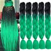 Doren Jumbo Treccia Colorata Sintetica Kanekalon Estensioni Dei Capelli per Le Donne Ragazze Box Trecce All'uncinetto Capelli 5 Pezzi 61 cm 24 pollici B15 Nero al Verde Bosco
