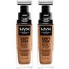 NYX Professional Makeup Fondotinta Can't Stop Won't Stop Tonalità 15 Caramel Liquido Waterproof Lunga Tenuta 24h Finish Matte Leggero No Transfer e Ultra Pigmentato - 2 Fondotinta da 30ml