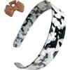 Generic Cerchietto per capelli spesso con guscio di tartaruga con denti, per donne, larghezza 3,8 cm, in acetato, retrò, antiscivolo, stampa leopardata, in plastica (bianco)