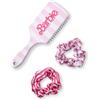 Barbie Set di Spazzola per Capelli e Scrunchie da Donna - Stampa Retrò a Strisce, Logo 3D Rosa, Districante e Fascia per Capelli - Regalo di Merchandising