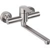 Hausharbor Rubinetto a parete, rubinetto girevole a 360° in acciaio inox, rubinetto da parete per cucina, miscelatore monocomando per acqua fredda e calda, a parete, braccio girevole 23 cm, spazzolato