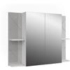Vicco Mobile a specchio per il bagno Irma, Bianco/bianco lucido, 100 x 75 cm con 2 porte, con specchio e ripiani regolabili