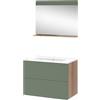Vicco Set di mobili da bagno Izan, Goldkraft rovere/verde, 80 cm, composto da mobile sottolavabo con lavabo e specchio per bagno