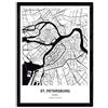 Nacnic Poster Mappa di San Pietroburgo - Russia. Città asiatiche Fogli con Mari e fiumi, in Colore Nero. Formato A3