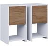 Vicco Comodino Evo, Rovere bianco/dorato, Set di 2, adatto per riporre libri, lampade e oggetti di uso quotidiano