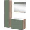 Vicco Set di mobili da bagno Izan, Goldkraft rovere/verde, 80 cm, composto da mobile sottolavabo con lavabo, armadio alto e specchio da bagno