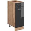 Vicco Mobiletto base per cucina R-Line, Antracite lucido, 30 cm | 1 Cassetto · Senza piano di lavoro · Piedini regolabili in altezza · 1 Anta · ✓ Liberamente combinabile