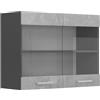 Vicco Mobile da cucina in vetro R-Line, Calcestruzzo, 80 cm, per la libera combinazione all'interno di sistemi cucina modulari