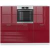 Vicco Cucine componibili piccole R-Line, Rosso lucido/bianco, 180 cm senza piano di lavoro, adatto per l'espansione personalizzata con moduli aggiuntivi