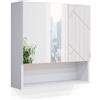 Vicco Specchio contenitore bagno Irma, Bianco lucido, 54 x 55 cm, per montaggio a parete con specchio e vani a giorno