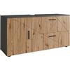 Vicco Mobiletto per lavabo Irma, Antracite/Rovere dorato, 120.1 x 60.6 cm con 2 cassetti e 1 anta, adatto per lavabi standard con foro per sifone