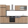 Vicco Cucina componibile R-Line, Rovere dorato/antracite, 300 cm J-Shape, PL Antracite, con moduli posizionabili variabilmente e piedini regolabili in altezza
