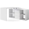 Vicco Scrivania angolare Dante, Bianco, 215 x 60 cm, per una suddivisione flessibile degli spazi e possibilità di posizionamento variabili