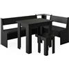 Vicco Combinazione di panche e tavolo ad angolo Roman, Nero, 180 x 120 cm con tavolo, adatto per il posizionamento ad angolo in cucine e sale da pranzo