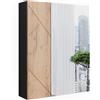 Vicco Mobile a specchio per bagno Irma, Antracite/Rovere dorato 60 x 75 cm | 2 Ante · 3 scomparti · Ampia superficie a specchio · Cosmetici & cura · Sopra il lavabo